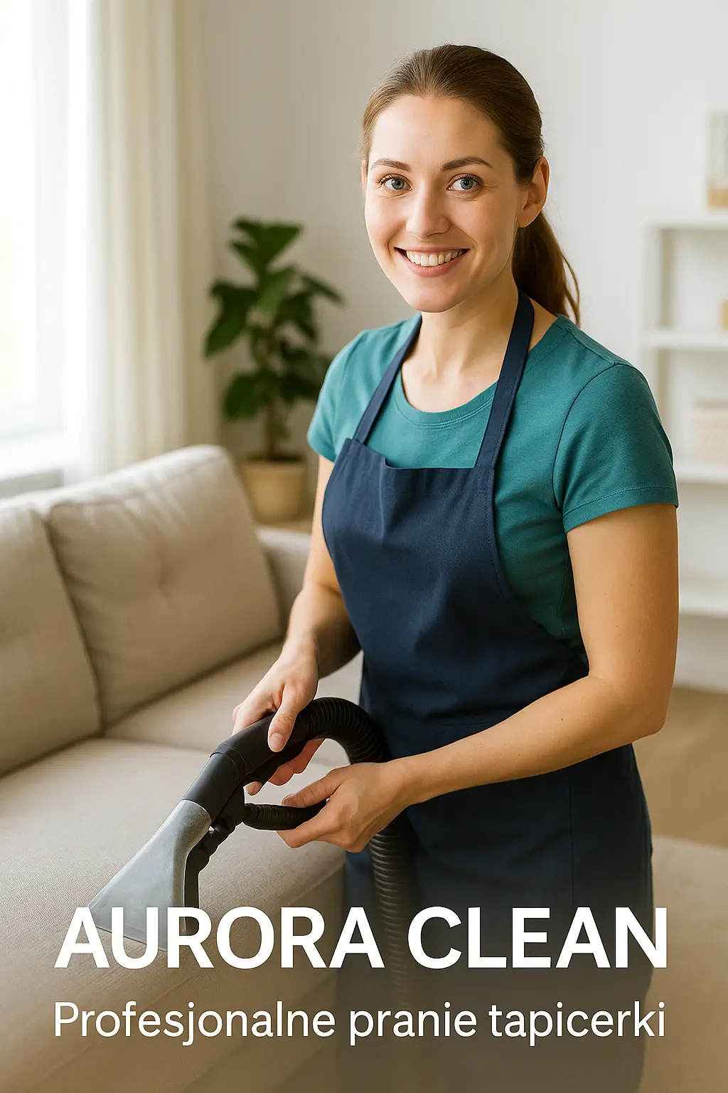 Pracowniczka Aurora Clean podczas profesjonalnego prania tapicerki
